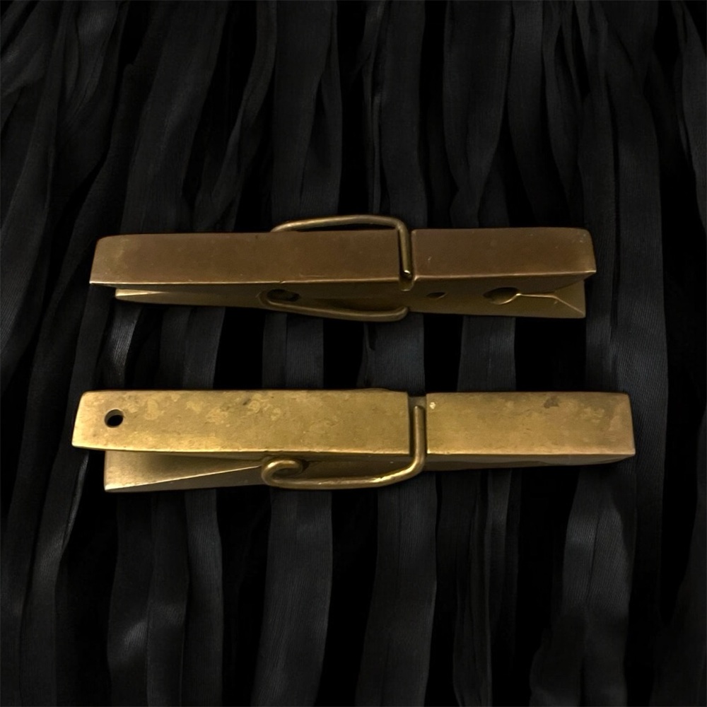 Vintage rare 1970 solid bronze French clothespin clips